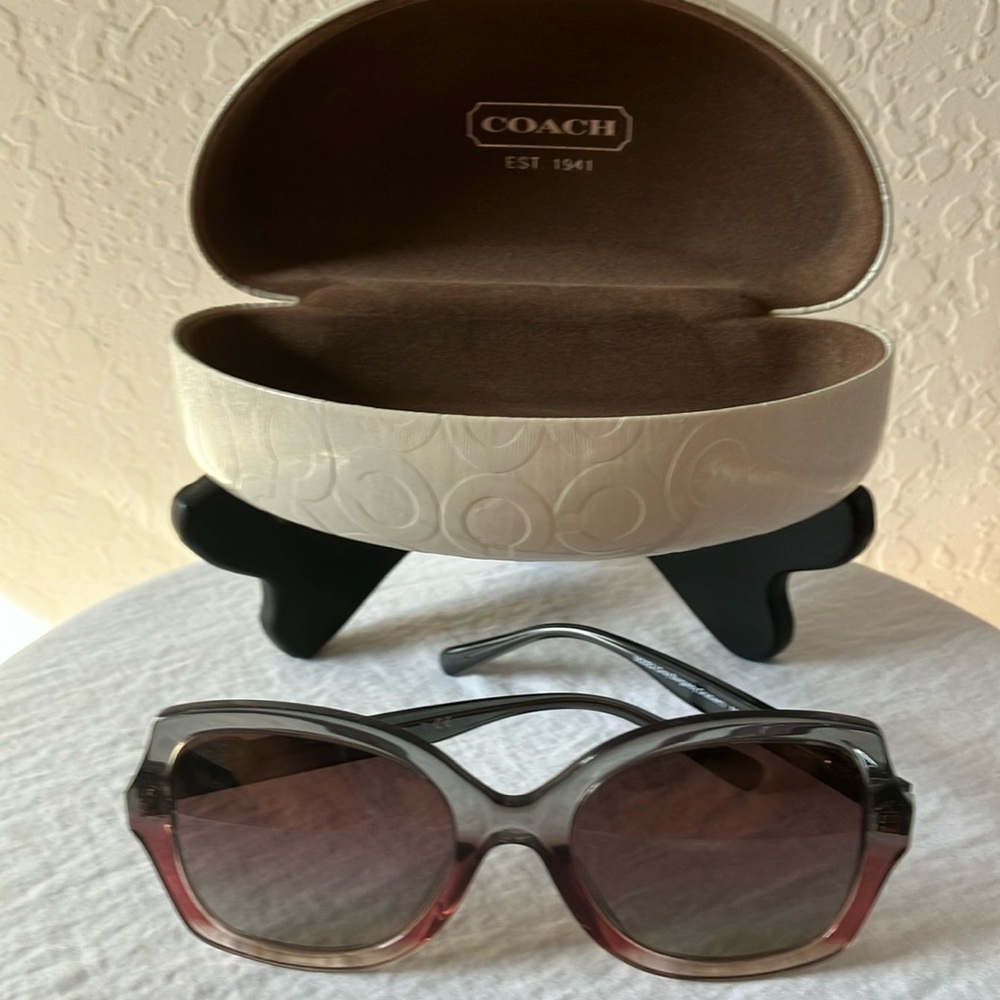 Coach: Gray Horse & Carriage (L1147) Burgundy Gradient Sunglasses With Case